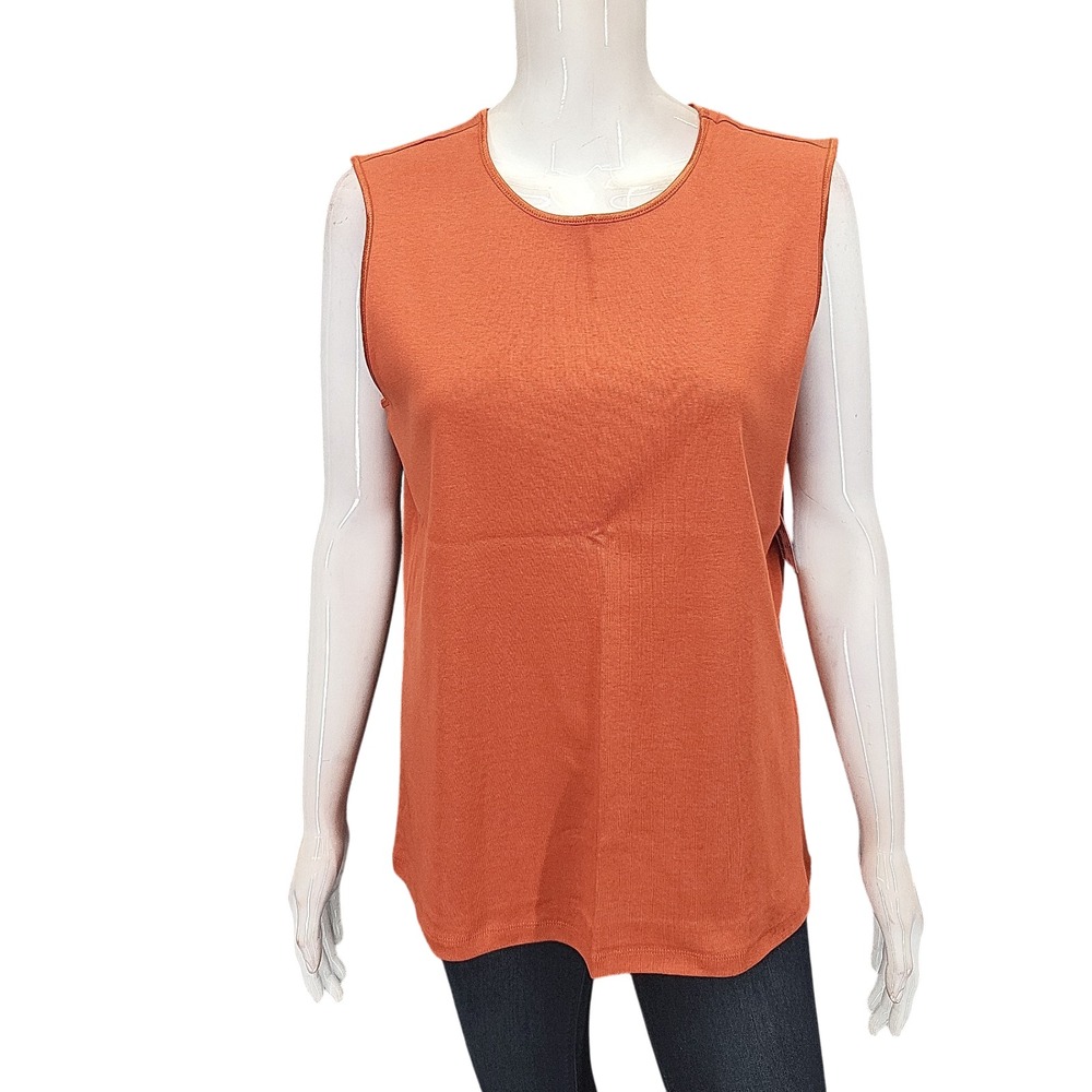 Christopher & Banks Womens Burnt Orange Sleeveless 100% Cotton Tank Top Size XL